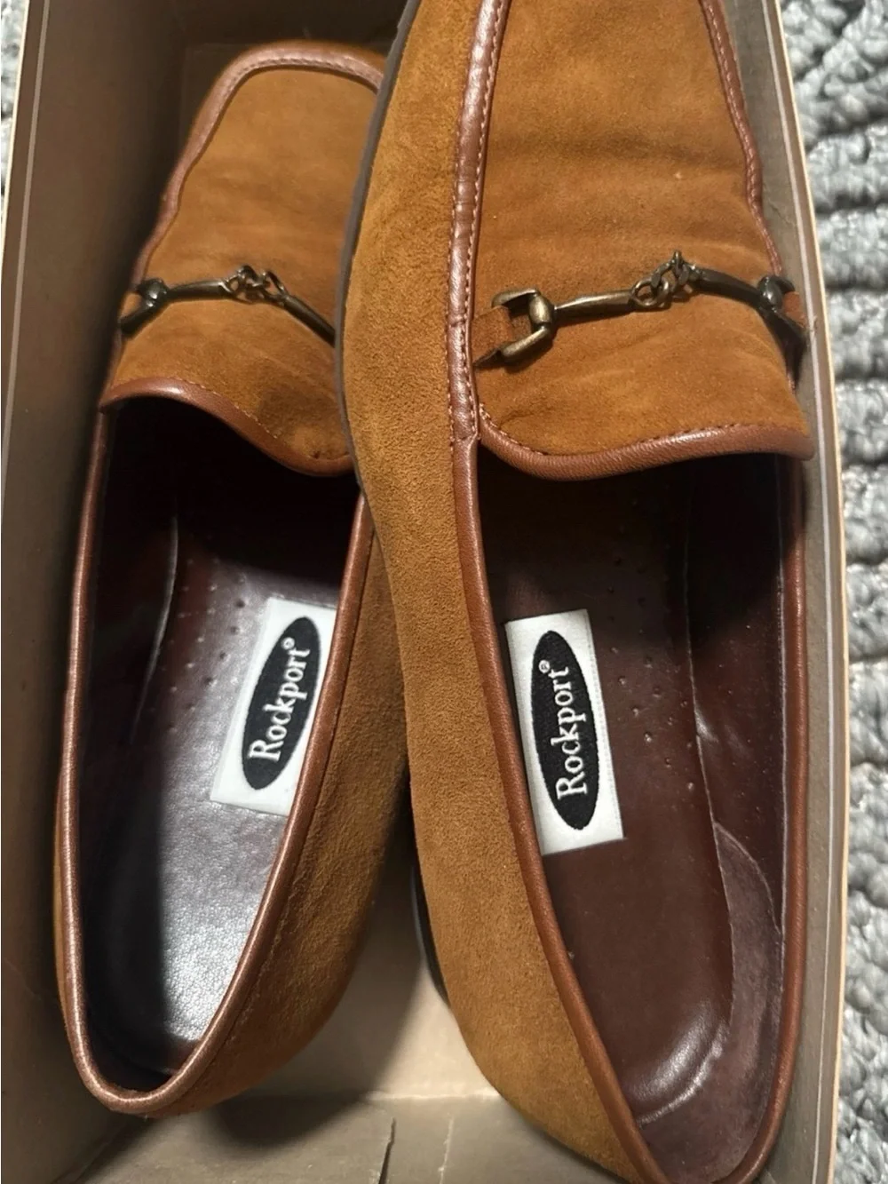 Rockport Men’s Suede Slip-On Loafers in Cognac
